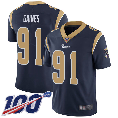 Los Angeles Rams Limited Navy Blue Men Greg Gaines Home Jersey NFL Football 91 100th Season Vapor Untouchable